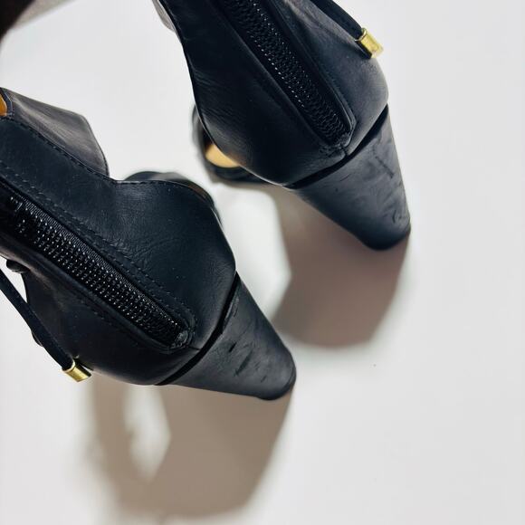 Chinese Laundry Black Wedge Heels with Bow and Ankle Strap - Picture 7 of 11